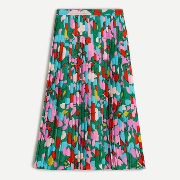 J. Crew Confetti Floral Pleated Midi Skirt - Picture 1 of 6